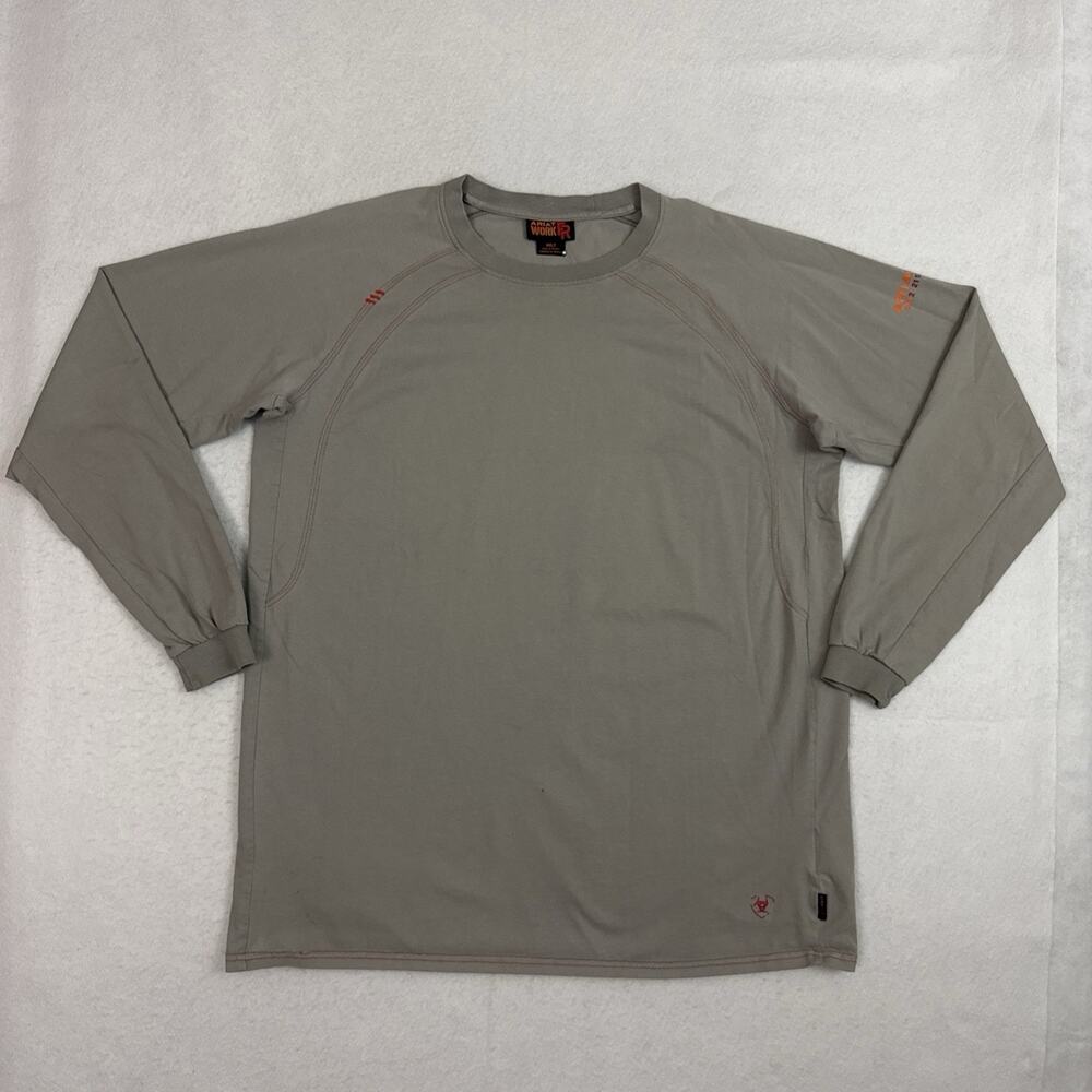 Ariat Mens XXLT FR Work Crew Long Sleeve Shirt Gray Flame Resistant Workwear